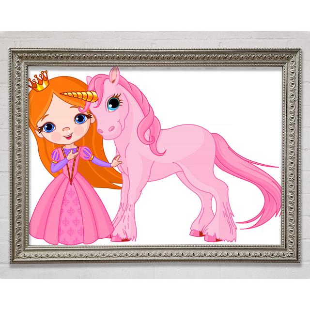 Princess And The Unicorn - Single Picture Frame Art Prints Harriet Bee Format: Silver Framed Paper, Size: 29.7cm H x 42cm W x 3cm D on Productcaster.