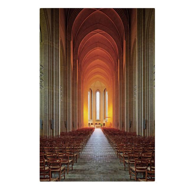 Grundtvigskirche in Copenhagen - Wrapped Canvas Photograph Ebern Designs Format: 260g/m² Canvas, Size: 120cm H x 80cm W on Productcaster.