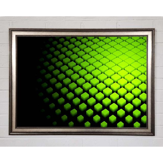 Lime Cubes Framed Print Ivy Bronx Size: 29.7cm H x 42cm W x 1.5cm D, Format: Gunmetal Framed Paper on Productcaster.