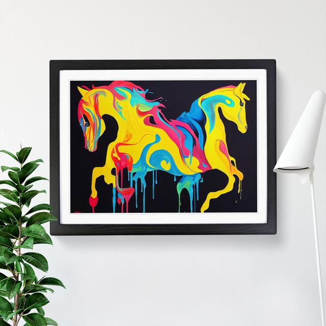 Two Horses Abstract - Single Picture Frame Print Metro Lane Frame Colour: Black Framed, Size: 34cm H x 46cm W x 2cm D on Productcaster.