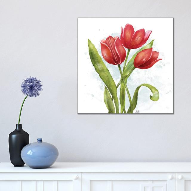 Tulip Splash II by Jade Reynolds - Wrapped Canvas Painting ClassicLiving Size: 45.72cm H x 45.72cm W x 1.91cm D on Productcaster.