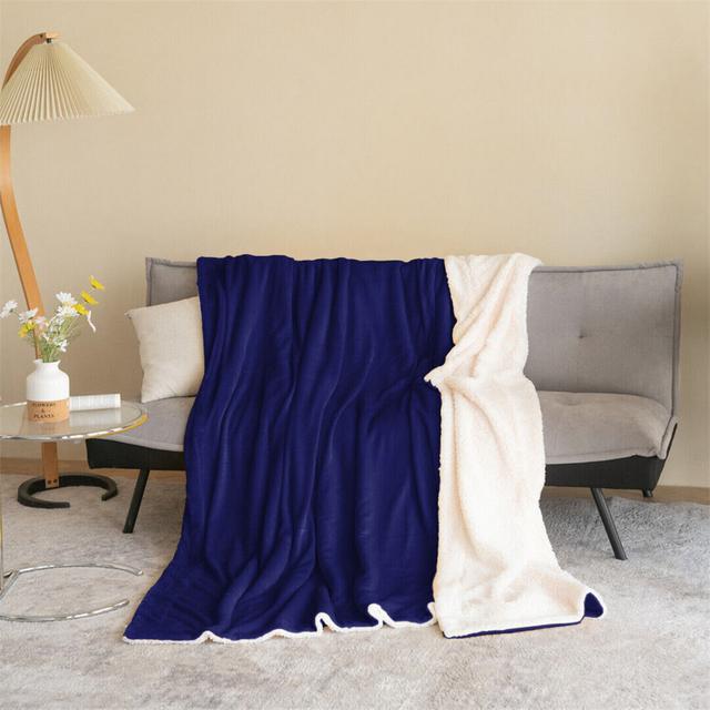 Diya Super Soft Sherpa Fleece Fur Reversible Blanket Throw Fairmont Park Size: W150 x L200cm, Colour: Blue on Productcaster.