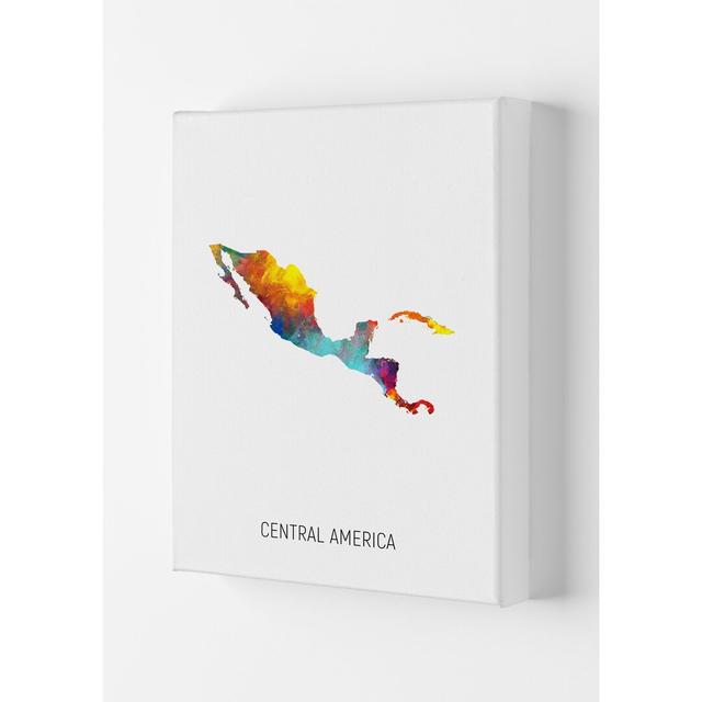 Central America Watercolour Map by Michael Tompsett - Print Latitude Run Format: Wrapped Canvas, Size: 42cm H x 29.7cm W x 4cm D on Productcaster.