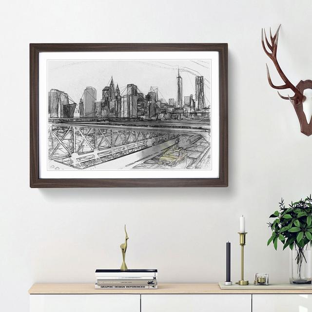 A Yellow Taxi Cab in New York in Abstract - Picture Frame Graphic Art Print East Urban Home Size: 36cm H x 48cm W x 2cm D, Frame Option: Walnut Framed on Productcaster.