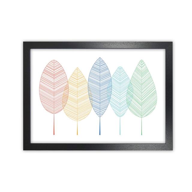 Scandinavian Colourful Leaves In Landscape - Print Norden Home Size: 59cm H x 84cm W x 3cm D, Frame Option: Black Frame on Productcaster.