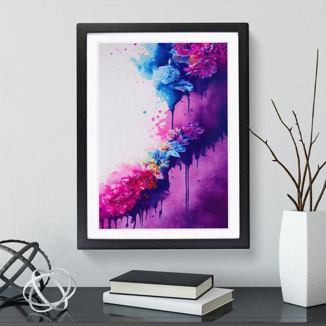 Flowers Dripping Paint No.4 Abstract - Picture Frame Graphic Art 17 Stories Frame Colour: Black, Size: 64cm H x 46cm W on Productcaster.