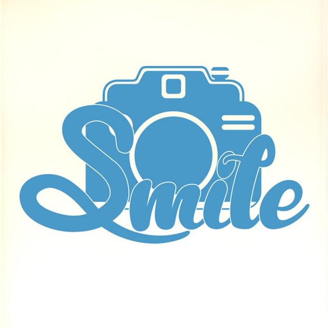 Smile At The Camera Wall Sticker East Urban Home Size: Medium, Colour: Blue on Productcaster.