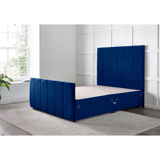 Cadebrooke Divan Bed with 54" Floorstanding Headboard Wayfair Sleep Storage Type: 2 Right Drawers, Colour: Blue, Size: Small Single (2'6) on Productcaster.