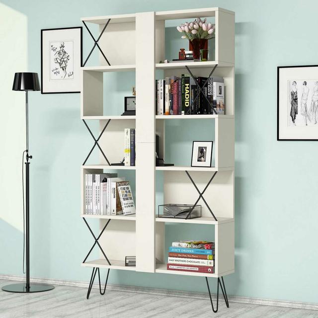 Sherry Bookcase Ebern Designs Colour: Cream on Productcaster.