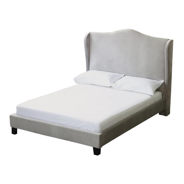 Sanjuana Upholstered Bed Frame Marlow Home Co. Size: Double (4'6), Colour: Silver on Productcaster.