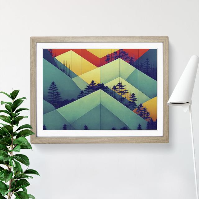 Geometric Forest Abstract - Picture Frame Graphic Art Alpen Home Frame Colour: Oak Framed, Size: 46cm H x 64cm W x 2cm D on Productcaster.