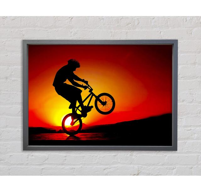 Bmx Back Wheelie In Red Sunlight - Single Picture Frame Art Prints on Canvas Bright Star Size: 59.7cm H x 84.1cm W x 3.3cm D on Productcaster.