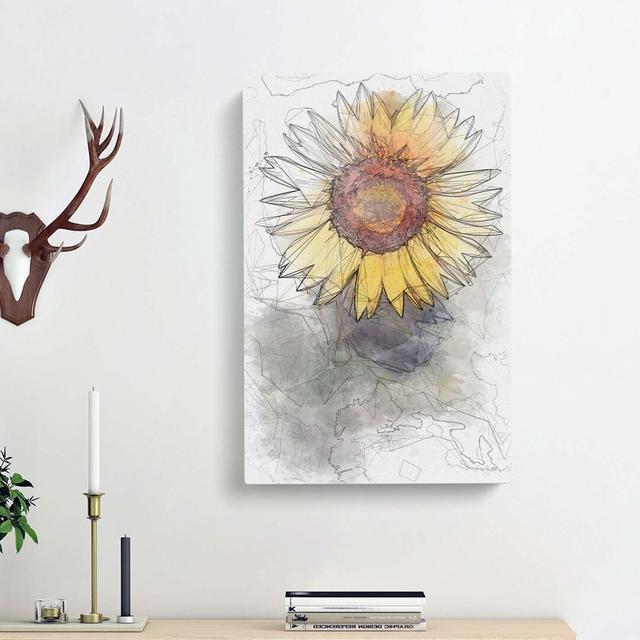 The Sunflower in Abstract - Wrapped Canvas Graphic Art Print East Urban Home Size: 60cm H x 40cm W x 3cm D on Productcaster.