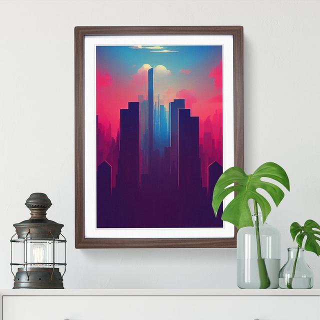 Dignified City Skyline Abstract - Picture Frame Graphic Art 17 Stories Frame Colour: Walnut, Size: 64cm H x 46cm W x 2cm D on Productcaster.