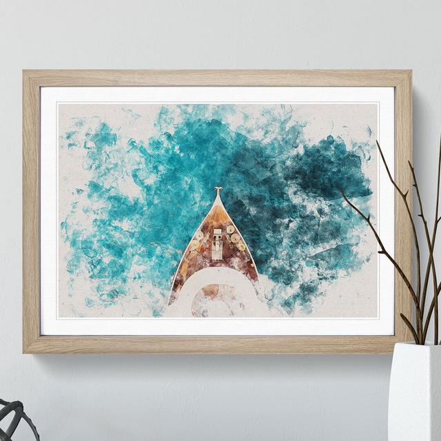 Boat Deck in the Maldives Watercolour - Picture Frame Graphic Art East Urban Home Size: 36cm H x 48cm W x 2cm D, Frame Option: Oak on Productcaster.