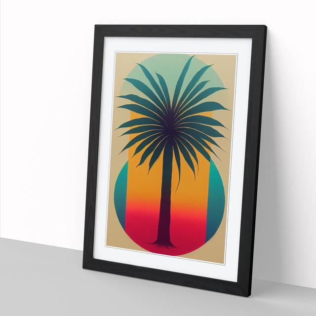 Palm Tree Retro - Print Bay Isle Home Size: 34cm H x 25cm W x 2cm D, Frame Option: Walnut on Productcaster.