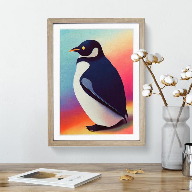 Penguin In Watercolour No.2 World Menagerie Format: Oak Picture Frame, Matte Colour: No Matte, Size: 46cm H x 34cm W on Productcaster.