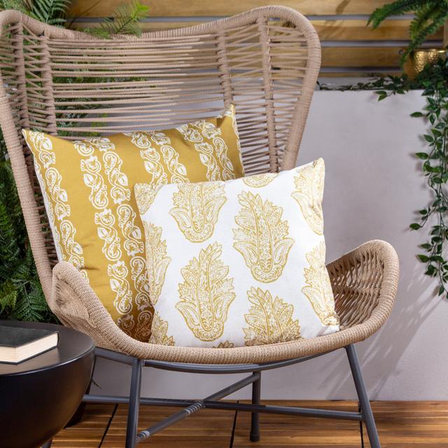 Eliann Indoor / Outdoor Floral Square Throw Cushion Cover Paoletti Colour: Saffron on Productcaster.