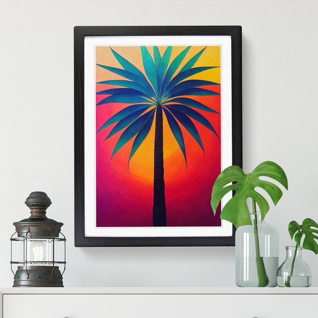 Palm Tree In Colour - Print Bay Isle Home Size: 46cm H x 34cm W x 2cm D, Frame Option: Walnut on Productcaster.