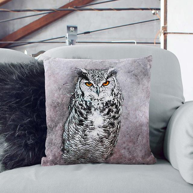 Horned Owl Cushion with Filling East Urban Home Backing Colour: White, Size: 40cm H x 40cm W x 15cm D on Productcaster.