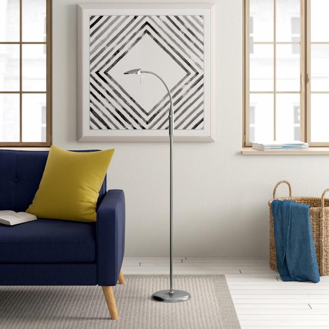 Demetrius 138cm LED Arched Floor Lamp Zipcode Design Base Finish: Brushed Steel on Productcaster.