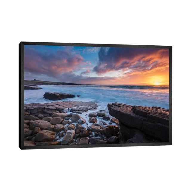 Coastal Sunset Over Classie Bawn Castle, Mullaghmore, County Sligo, Ireland by Gareth McCormack - Print on Canvas Ebern Designs Size: 66.04cm H x 101. on Productcaster.