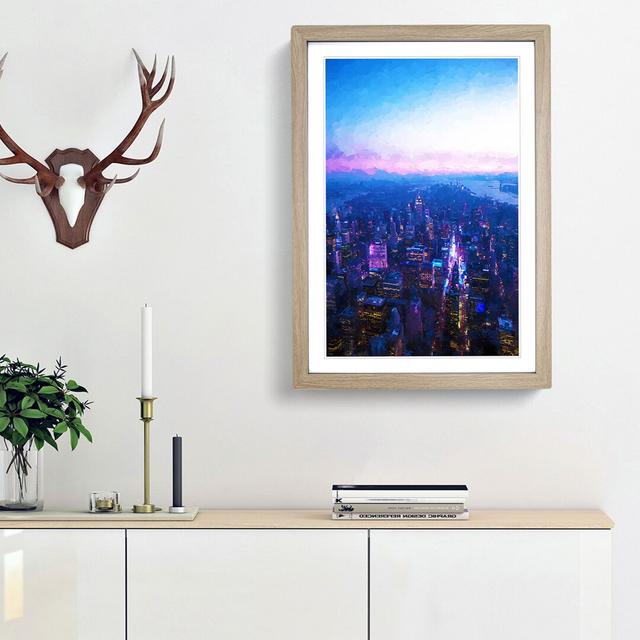 Sunset in Manhattan New York in Abstract - Picture Frame Graphic Art Print East Urban Home Frame Option: Oak Framed, Size: 87cm H x 62cm W x 2cm D on Productcaster.