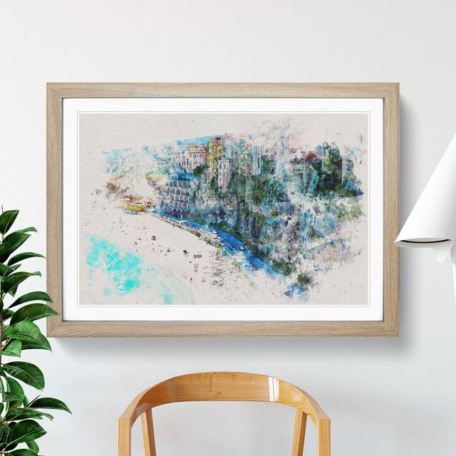 Tropea Beach in Italy - Picture Frame Graphic Art East Urban Home Size: 65cm H x 90cm W x 2cm D, Frame Option: Oak on Productcaster.