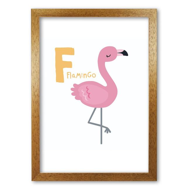 Alphabet Animals, F Is For Flamingo - Print East Urban Home Size: 42 cm H x 30 cm W x 5 cm D, Format: Honey Oak Frame on Productcaster.