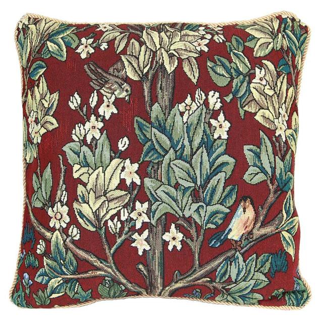 Tapestry Cushion Cover-Art-William Morris-Tree Of Life-Red Rosalind Wheeler Colour: Red/Black on Productcaster.