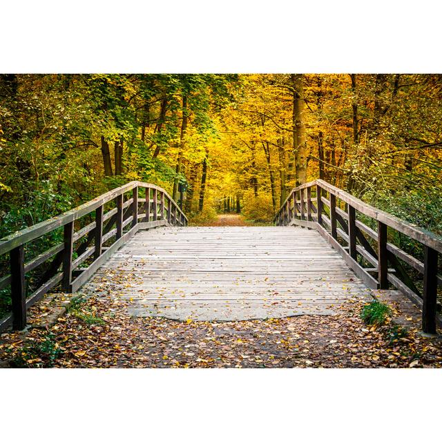 Bridge In Autumn Park Union Rustic Size: 51cm H x 76cm W x 3.8cm D on Productcaster.