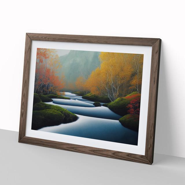 Ethereal Forest Stream - Picture Frame Painting Alpen Home Size: 25cm H x 34cm W x 2cm D, Frame Colour: Walnut on Productcaster.