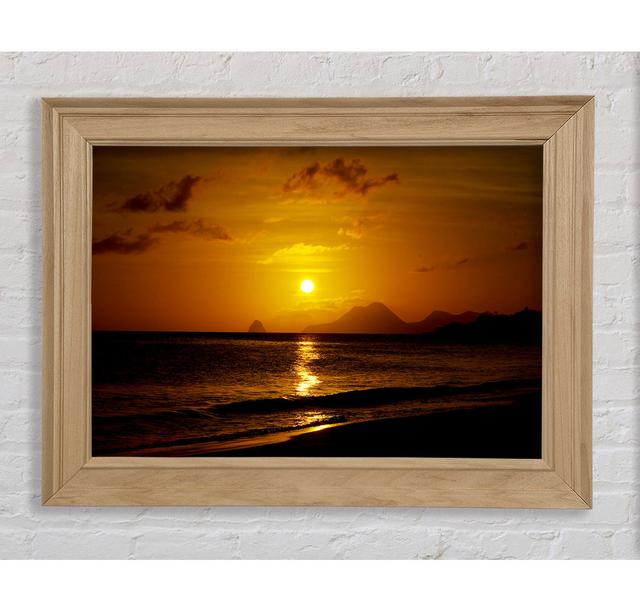 Caramel Ocean Sunset Framed Print Highland Dunes Size: 21cm H x 29.7cm W x 8cm D, Format: Black Framed Paper on Productcaster.