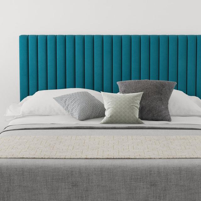 Hailey Upholstered Headboard Etta Avenue Size: Small Double (4'), Upholstery: Velvet Teal on Productcaster.