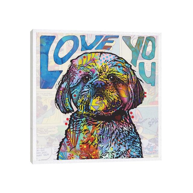 Love You Shih Tzu by Dean Russo - Giclee Art Print on Canvas Viv + Rae Size: 45.72cm H x 45.72cm W x 3.81cm D, Frame Option: White Framed on Productcaster.