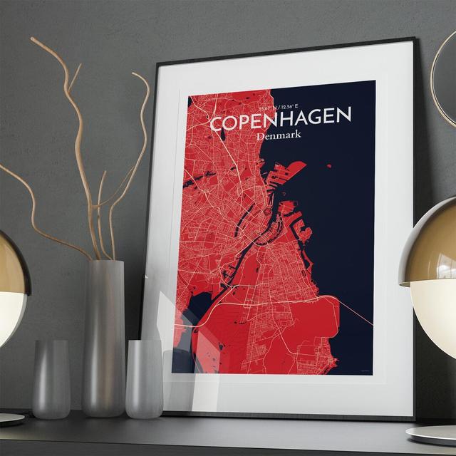 Copenhagen City Map in Nautical - Graphic Art Print on Paper Borough Wharf Size: 36cm H x 24cm W x 0.05cm D on Productcaster.