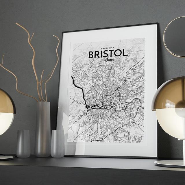 Bristol City Map In Ink - No Frame Print Borough Wharf Size: 27.6cm H x 19.7cm W x 0.05cm D on Productcaster.