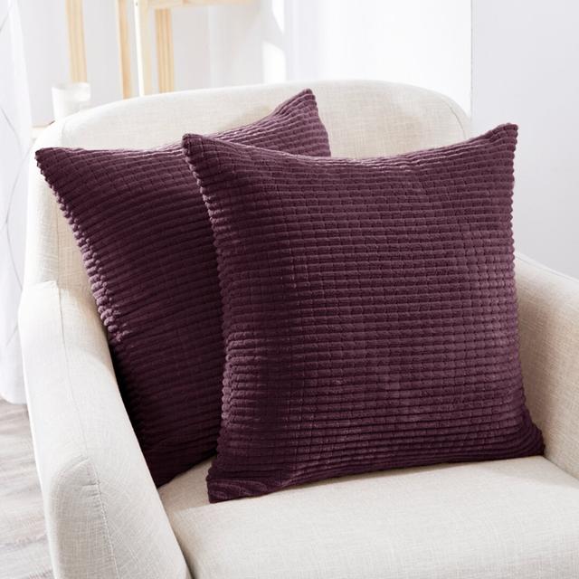 Kenley Square Throw Pillow Cover (Set of 2) Hashtag Home Colour: Aubergine, Size: 61cm H x 61cm W x 1cm D on Productcaster.