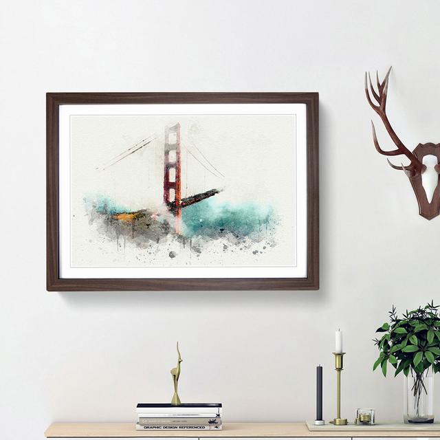 The Golden Gate Bridge in San Francisco - Picture Frame Graphic Art Print East Urban Home Frame Option: Walnut Framed, Size: 62cm H x 87cm W x 2cm D on Productcaster.