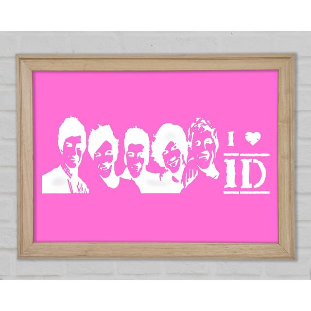 Music Quote I Love 1 Direction Vivid Pink Framed Print Happy Larry Size: 29.7cm H x 42cm W x 1.5cm D on Productcaster.