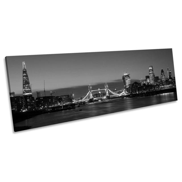 City Of London Tower Bridge Skyline - Wrapped Canvas Panoramic Print 17 Stories Size: 40.64cm H x 121.92cm W x 2cm D on Productcaster.