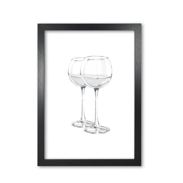 'White Wine Glasses' Painting East Urban Home Size: 60 cm H x 42 cm W x 5 cm D, Format: Black Grain Frame on Productcaster.