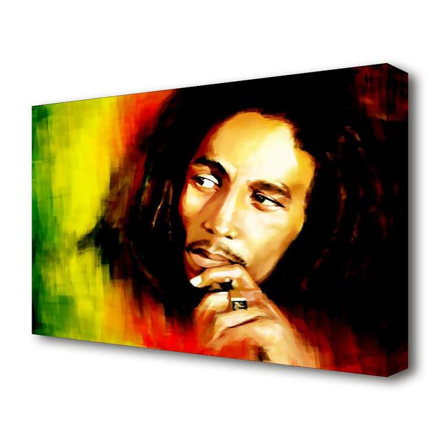 'Bob Marley Red Yellow Green' - Wrapped Canvas Graphic Art Print East Urban Home Size: 101.6 cm H x 142.2 cm W on Productcaster.