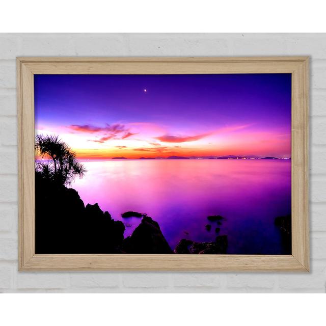 Sunset Moon Framed Print Highland Dunes Size: 42.1cm H x 59.7cm W x 1.5cm D on Productcaster.