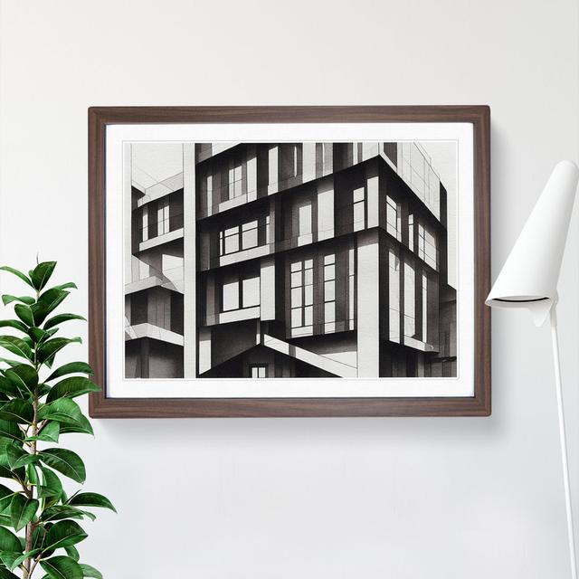 Desirable Modern Architecture - Picture Frame Graphic Art 17 Stories Frame Colour: Walnut, Size: 34cm H x 46cm W x 2cm D on Productcaster.