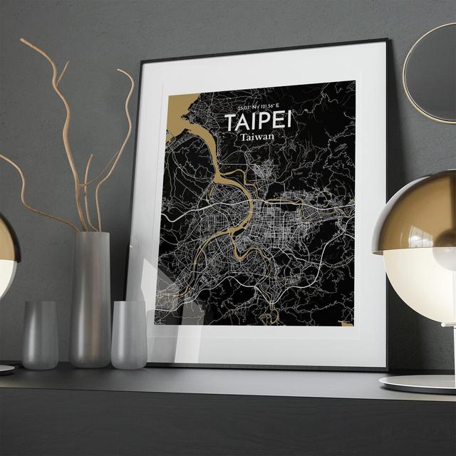 Taipei City Map In Luxe - No Frame Print Borough Wharf Size: 20cm H x 16cm W x 0.05cm D on Productcaster.