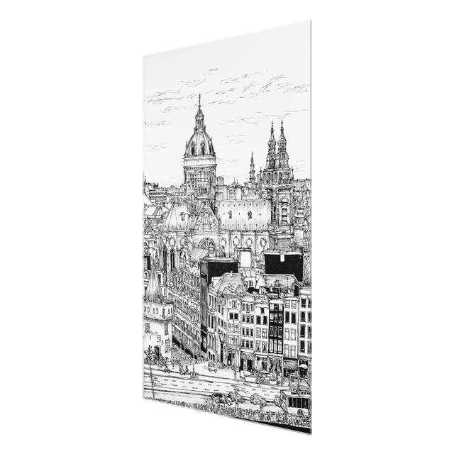 Old Town Study - Graphic Art Print on Glass East Urban Home Size: 90cm H x 60cm W x 0.4cm D on Productcaster.