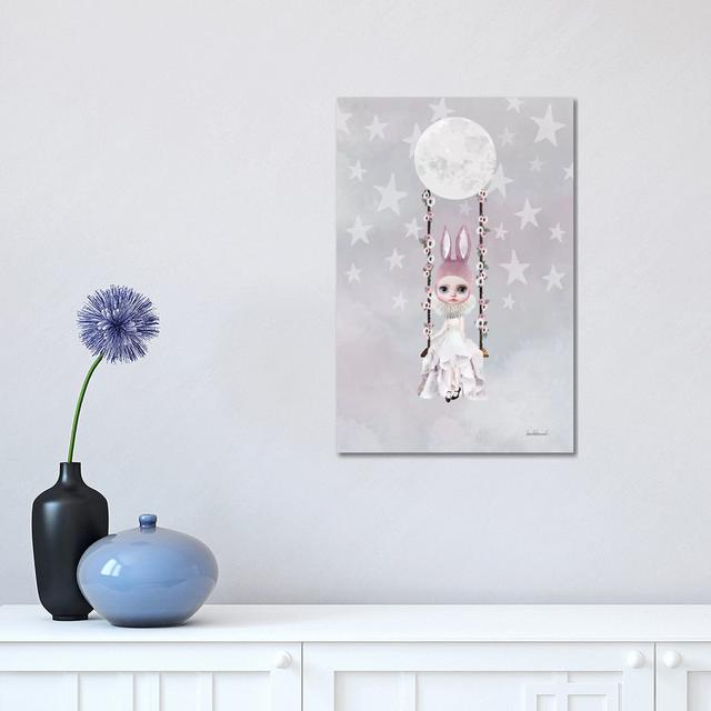 Miss Lily Rabbit Swings From The Moon Happy Larry Size: 45.72cm H x 30.48cm W x 1.9cm D on Productcaster.