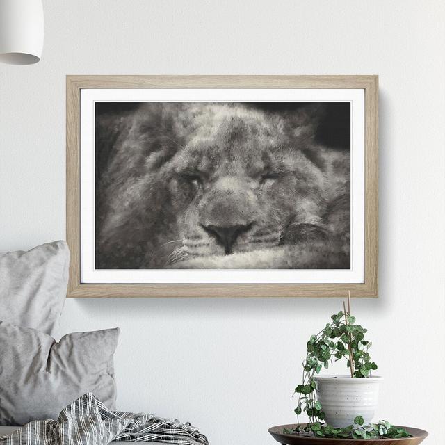 Lion Vol.2 - Picture Frame Graphic Art East Urban Home Frame Option: Oak Framed, Size: 48cm H x 65cm W x 2cm D on Productcaster.