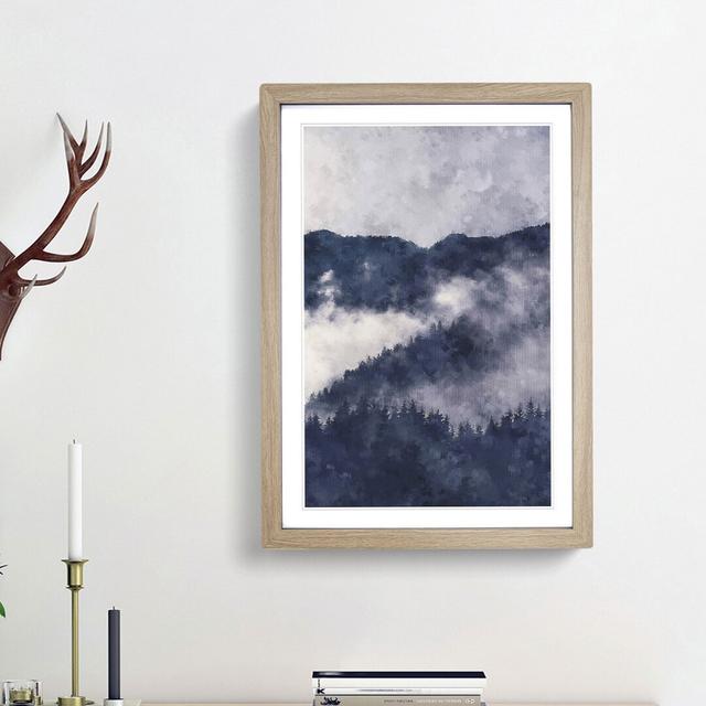 Waxing Moon over the Forest - Picture Frame Painting Print East Urban Home Size: 33cm H x 24cm W x 2cm D, Frame Option: Oak Framed on Productcaster.